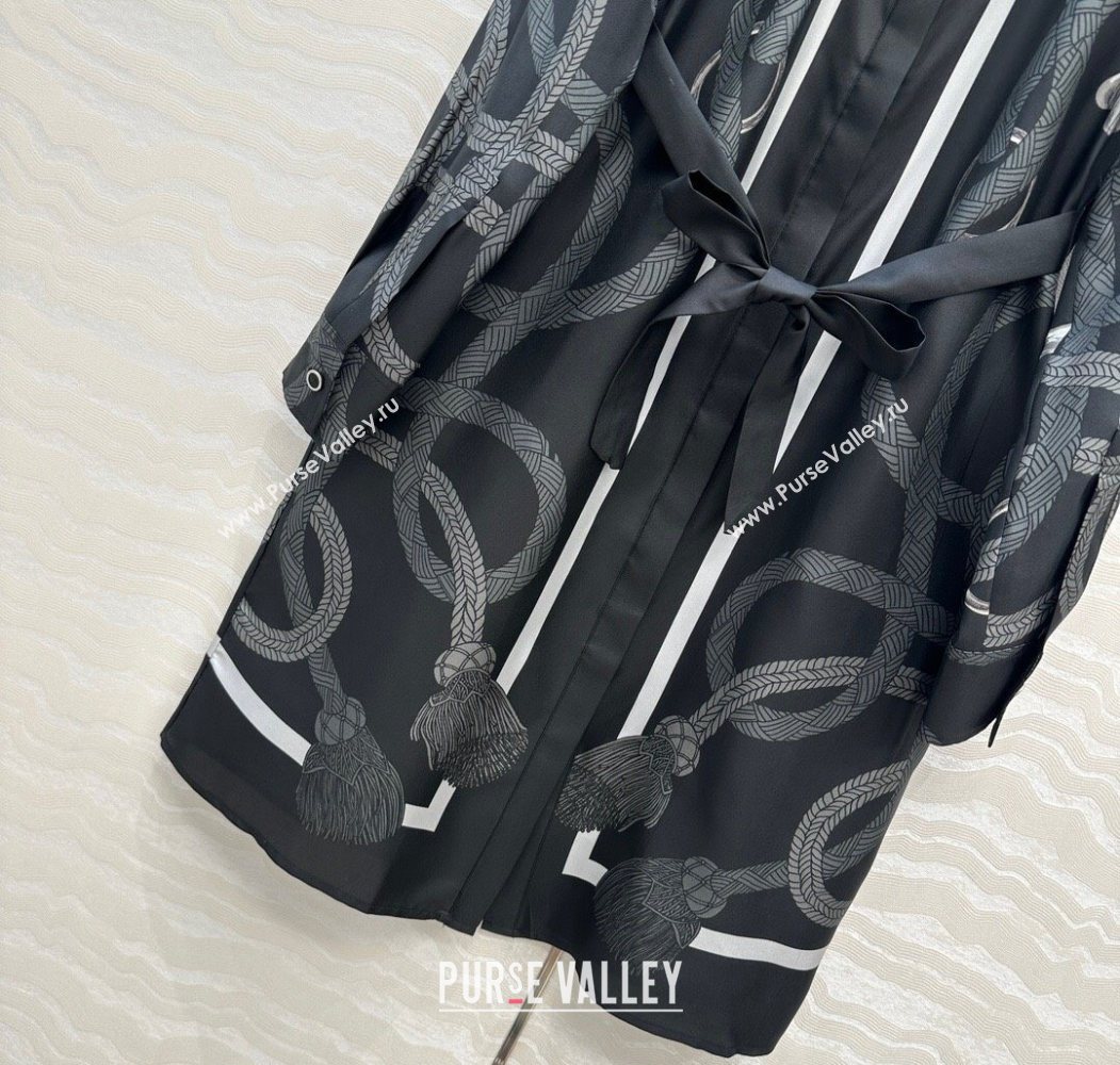 Hermes Silk Shirt Dress Black 2025 HS120103 (QI-251201084)