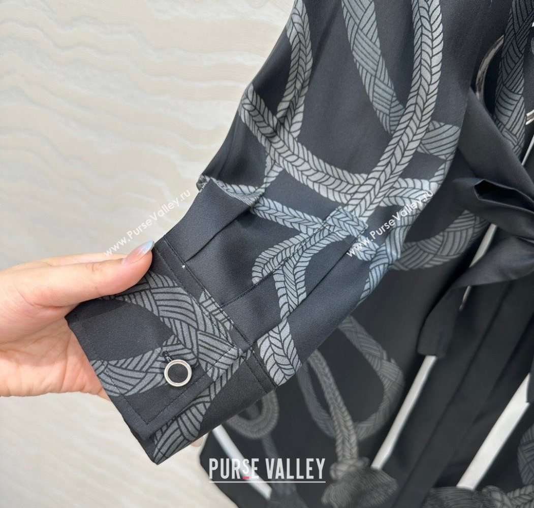 Hermes Silk Shirt Dress Black 2025 HS120103 (QI-251201084)