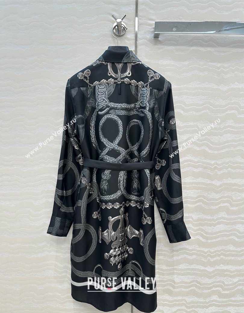 Hermes Silk Shirt Dress Black 2025 HS120103 (QI-251201084)