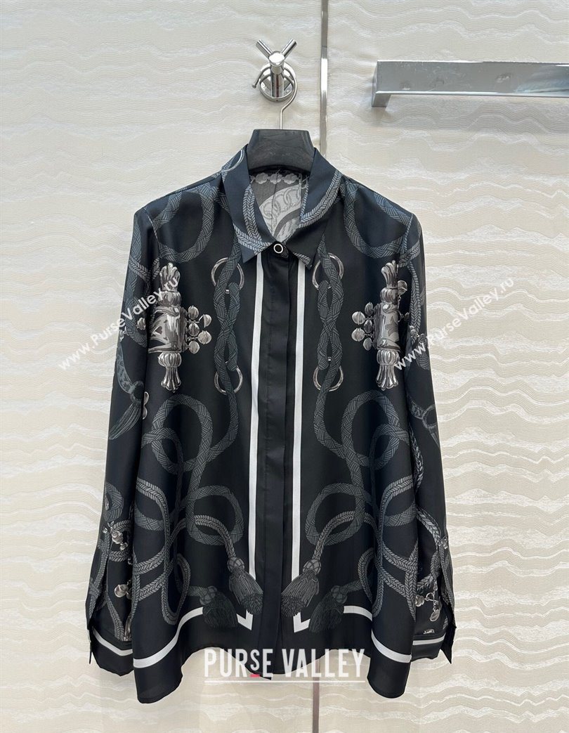 Hermes Silk Shirt Black 2025 HS120104 (QI-251201085)