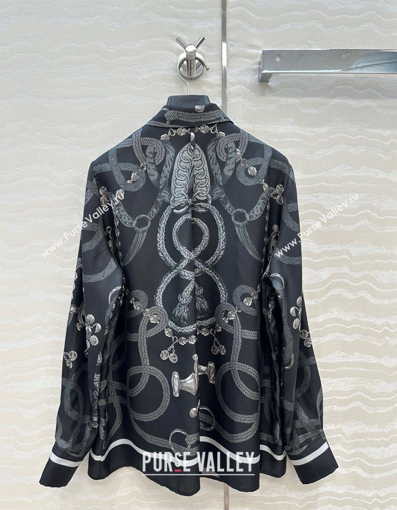 Hermes Silk Shirt Black 2025 HS120104 (QI-251201085)