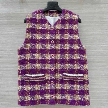 Chanel Wool Blend Tweed Vest Fuchsia Pink 2025 CH120101 (QI-251201072)