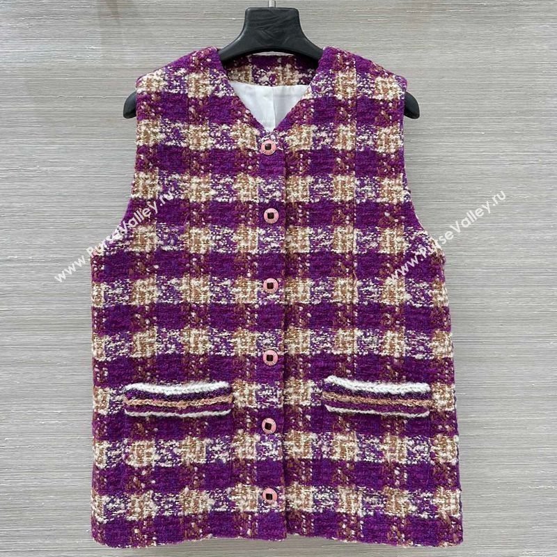 Chanel Wool Blend Tweed Vest Fuchsia Pink 2025 CH120101 (QI-251201072)