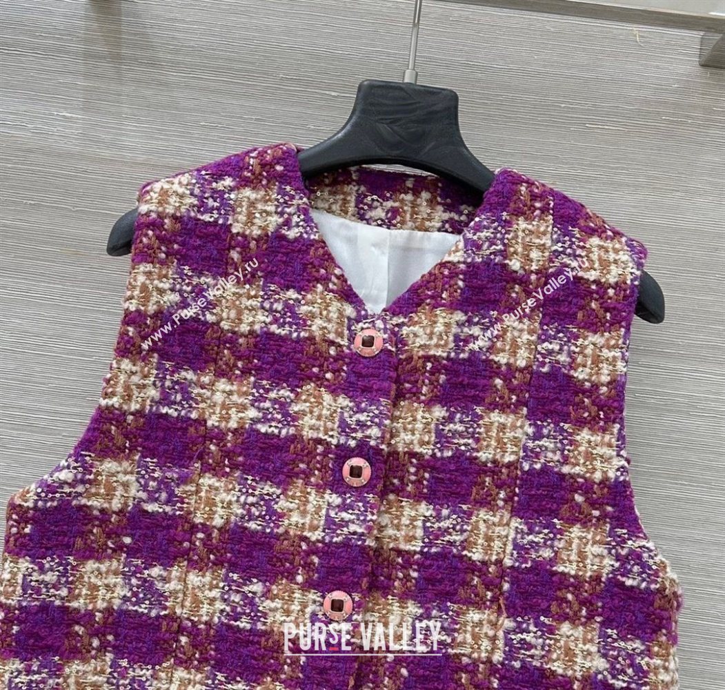 Chanel Wool Blend Tweed Vest Fuchsia Pink 2025 CH120101 (QI-251201072)