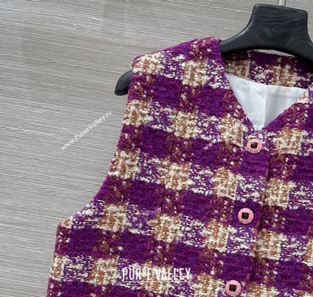 Chanel Wool Blend Tweed Vest Fuchsia Pink 2025 CH120101 (QI-251201072)