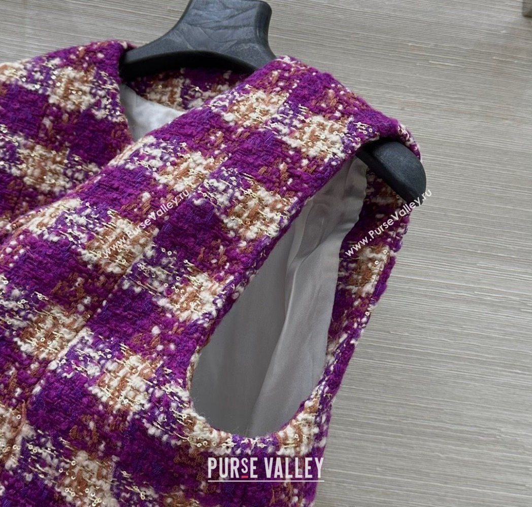 Chanel Wool Blend Tweed Vest Fuchsia Pink 2025 CH120101 (QI-251201072)