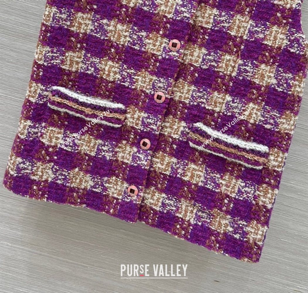 Chanel Wool Blend Tweed Vest Fuchsia Pink 2025 CH120101 (QI-251201072)