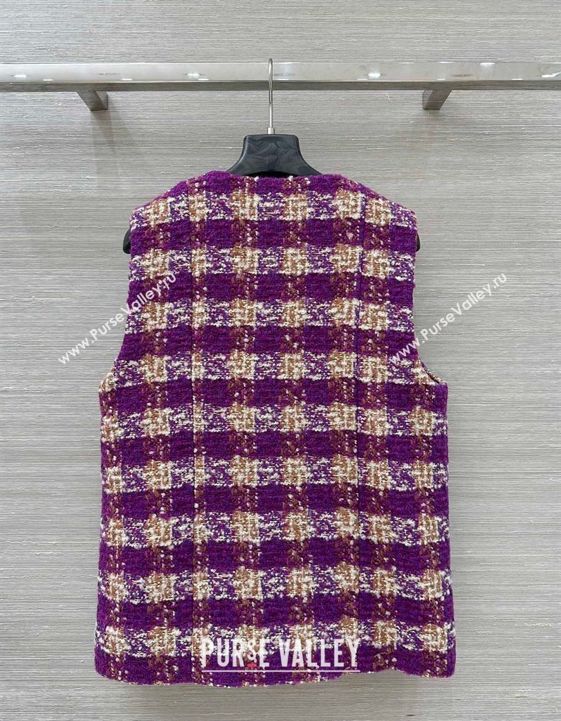 Chanel Wool Blend Tweed Vest Fuchsia Pink 2025 CH120101 (QI-251201072)