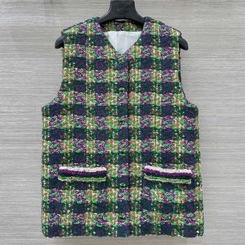 Chanel Wool Blend Tweed Vest Green 2025 CH120101 (QI-251201073)