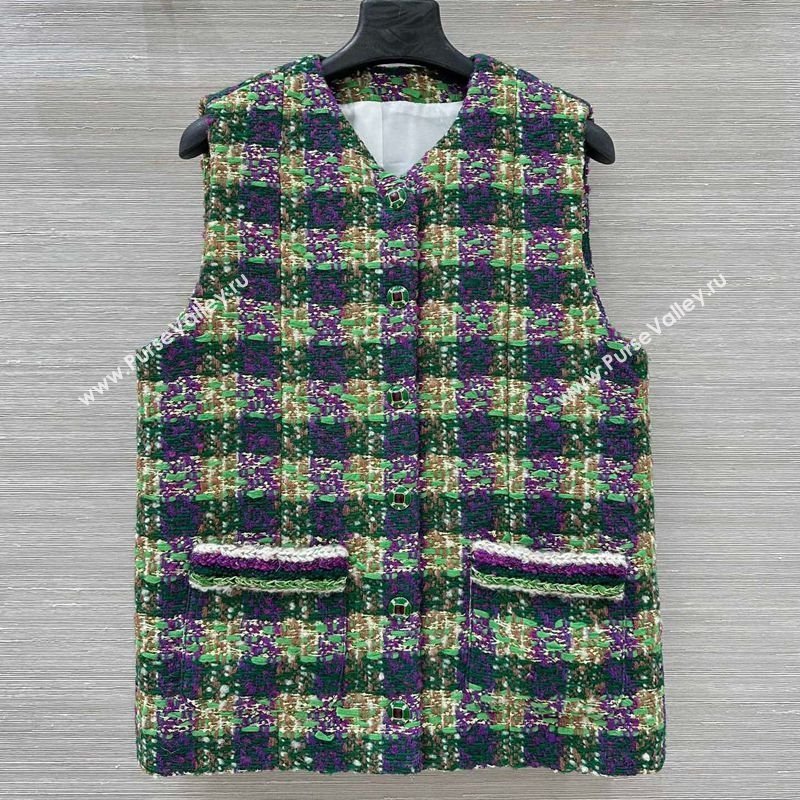 Chanel Wool Blend Tweed Vest Green 2025 CH120101 (QI-251201073)