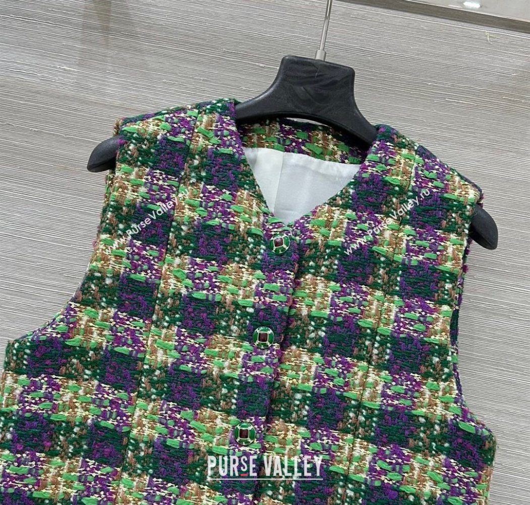 Chanel Wool Blend Tweed Vest Green 2025 CH120101 (QI-251201073)