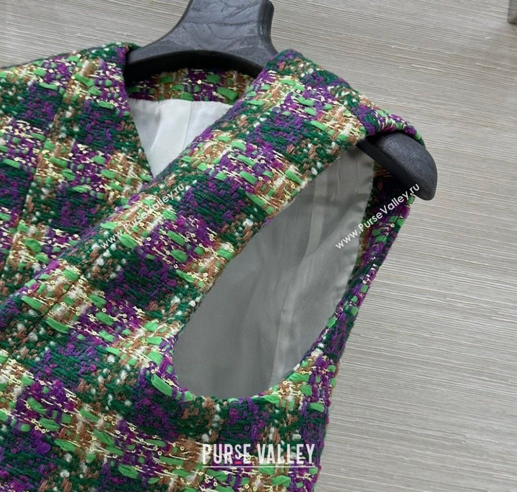 Chanel Wool Blend Tweed Vest Green 2025 CH120101 (QI-251201073)