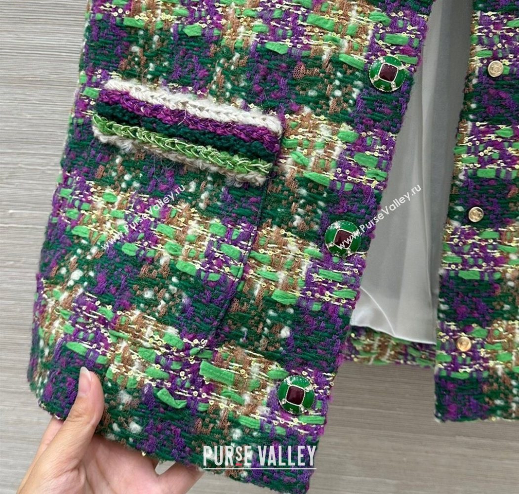 Chanel Wool Blend Tweed Vest Green 2025 CH120101 (QI-251201073)