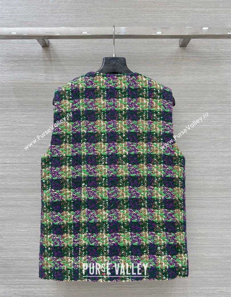 Chanel Wool Blend Tweed Vest Green 2025 CH120101 (QI-251201073)