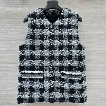 Chanel Wool Blend Tweed Vest Black/Grey 2025 CH120101 (QI-251201074)