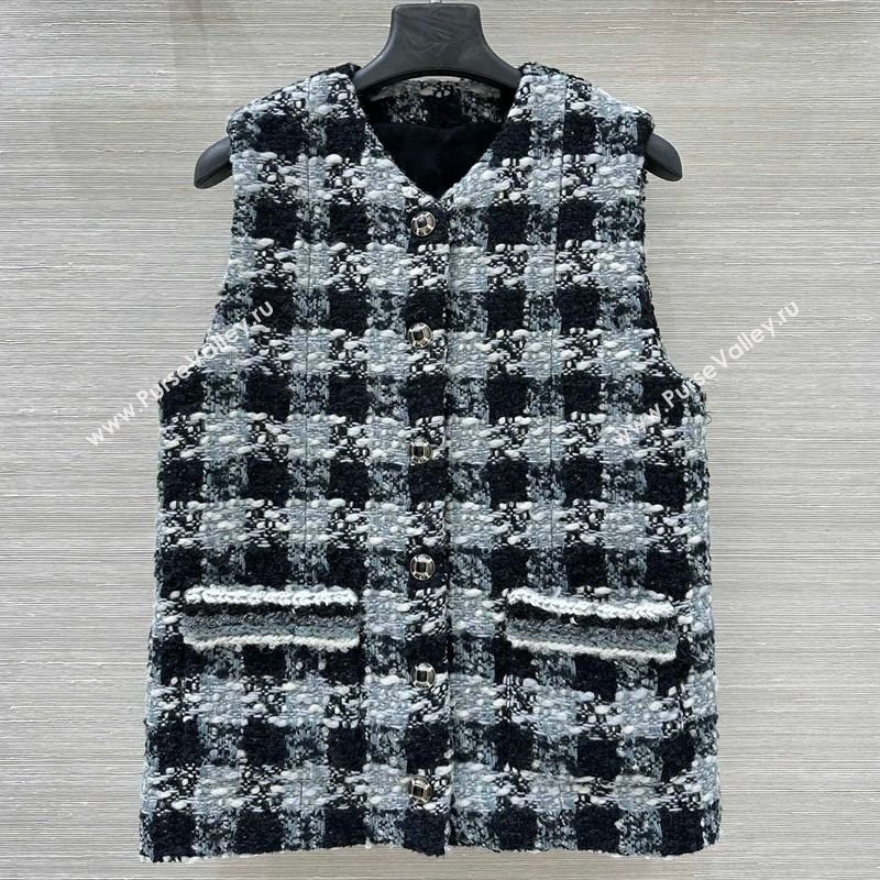 Chanel Wool Blend Tweed Vest Black/Grey 2025 CH120101 (QI-251201074)