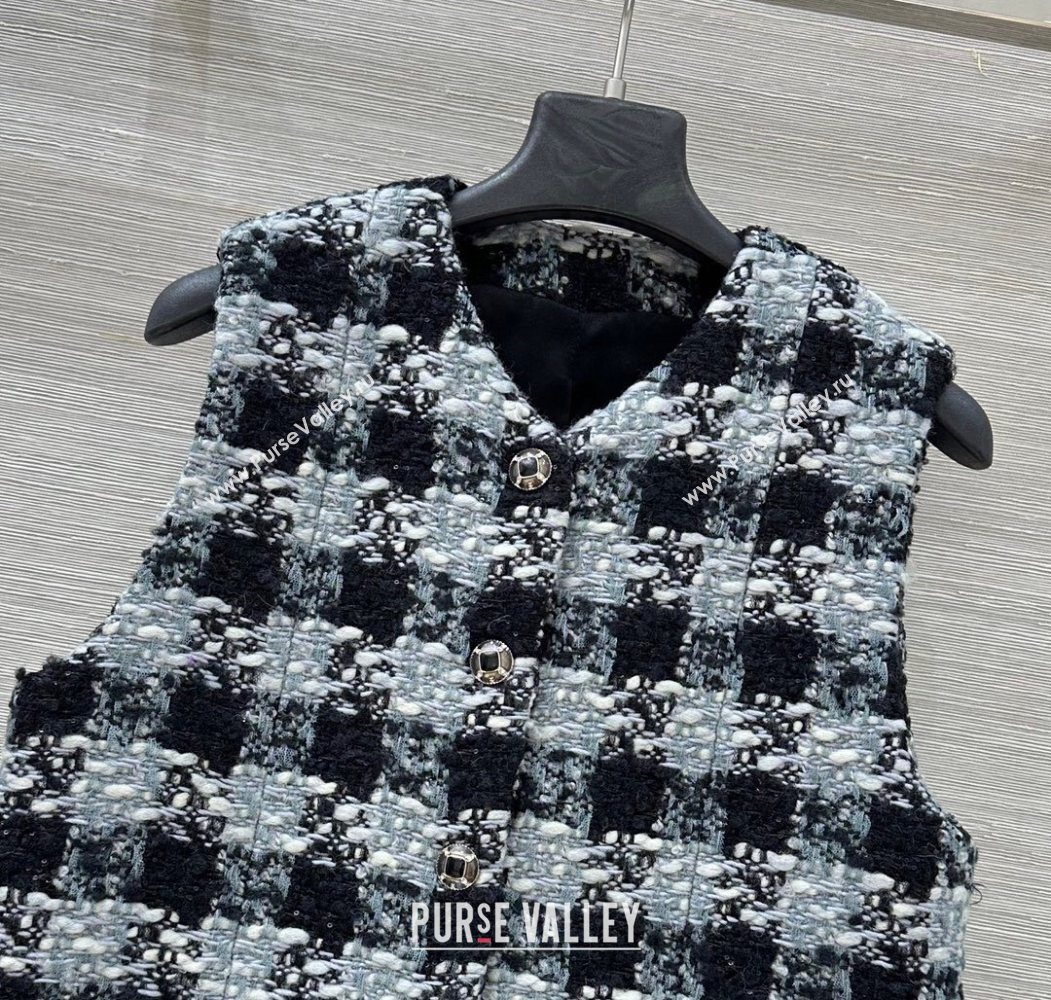 Chanel Wool Blend Tweed Vest Black/Grey 2025 CH120101 (QI-251201074)