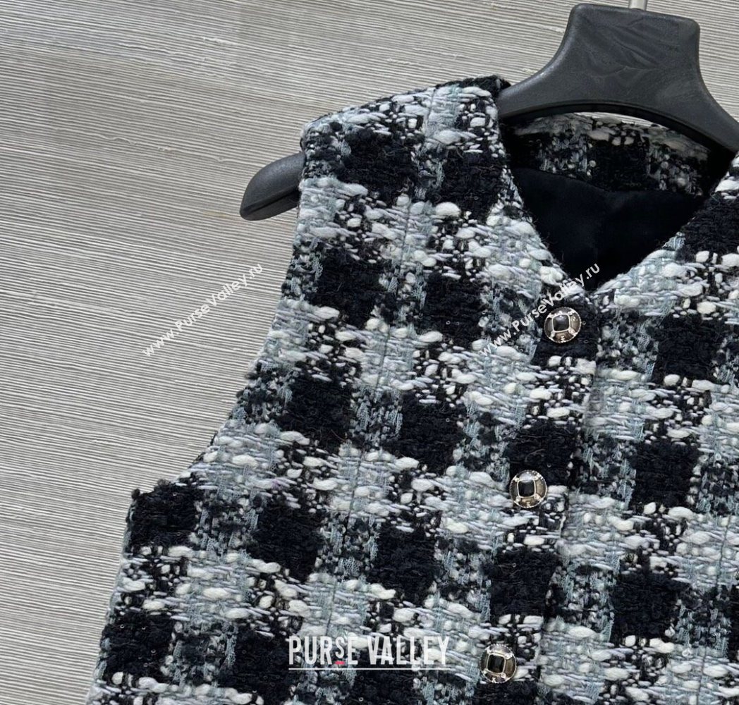 Chanel Wool Blend Tweed Vest Black/Grey 2025 CH120101 (QI-251201074)