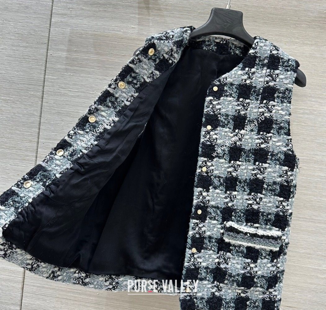 Chanel Wool Blend Tweed Vest Black/Grey 2025 CH120101 (QI-251201074)