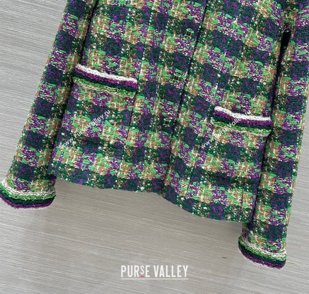 Chanel Wool Blend Tweed Jacket Green 2025 CH120101 (QI-251201075)
