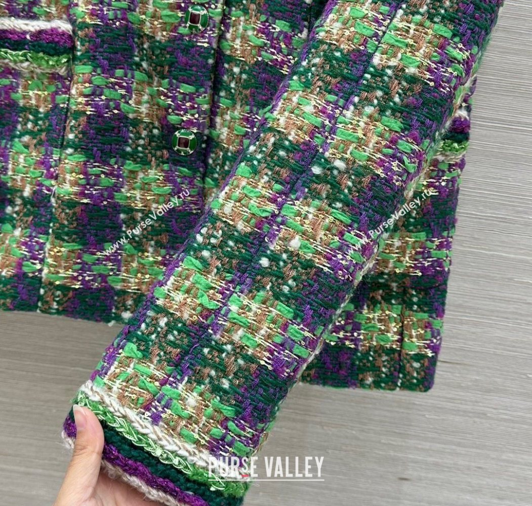 Chanel Wool Blend Tweed Jacket Green 2025 CH120101 (QI-251201075)
