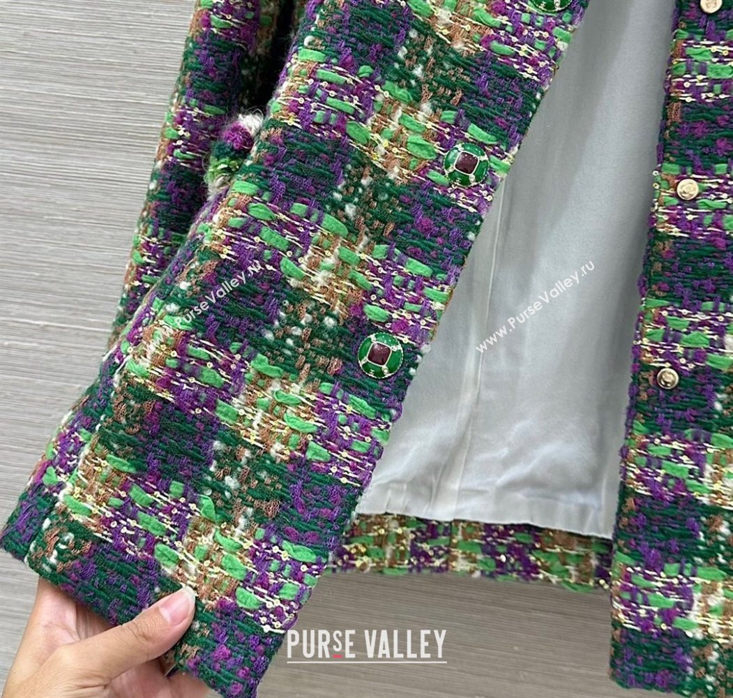 Chanel Wool Blend Tweed Jacket Green 2025 CH120101 (QI-251201075)