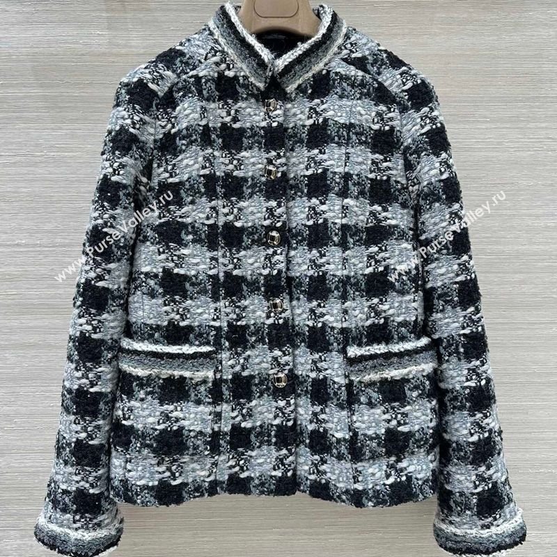 Chanel Wool Blend Tweed Jacket Black/Grey 2025 CH120101 (QI-251201077)