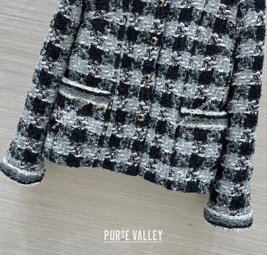 Chanel Wool Blend Tweed Jacket Black/Grey 2025 CH120101 (QI-251201077)