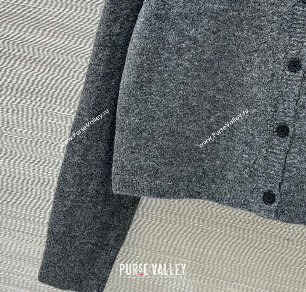 Valentino Wool Cashmere Cardigan with Strass Bow Grey 2025 VL120201 (QI-251202059)