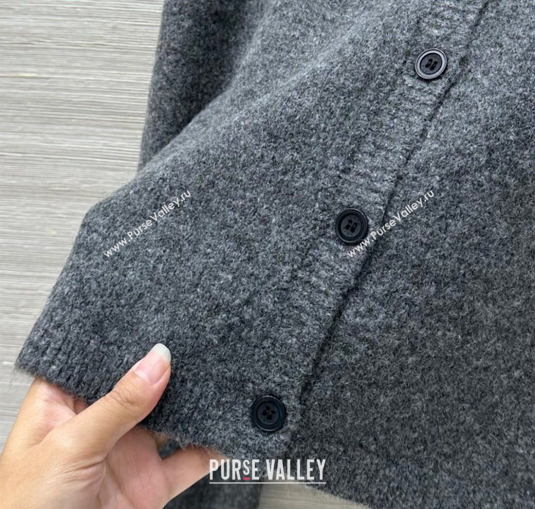 Valentino Wool Cashmere Cardigan with Strass Bow Grey 2025 VL120201 (QI-251202059)