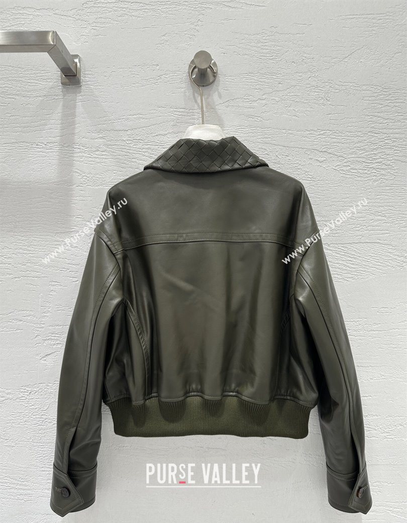 Bottega Veneta Lambskin Leather Jacket Green 2025 BV120263 (QI-251202065)