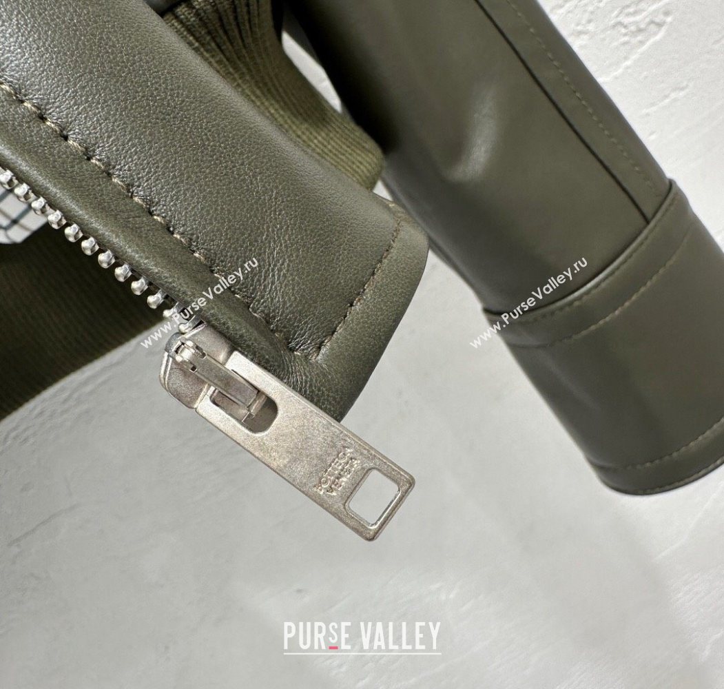 Bottega Veneta Lambskin Leather Jacket Green 2025 BV120263 (QI-251202065)
