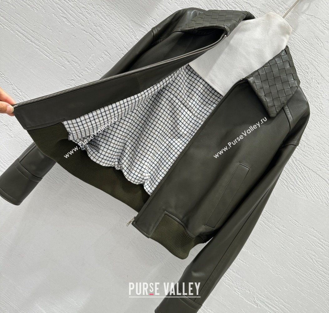 Bottega Veneta Lambskin Leather Jacket Green 2025 BV120263 (QI-251202065)