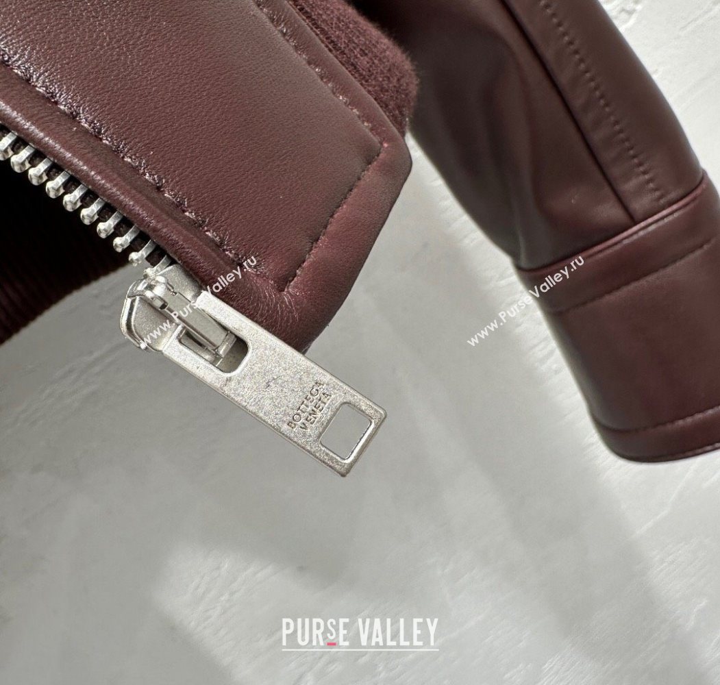 Bottega Veneta Lambskin Leather Jacket Burgundy 2025 BV120263 (QI-251202067)