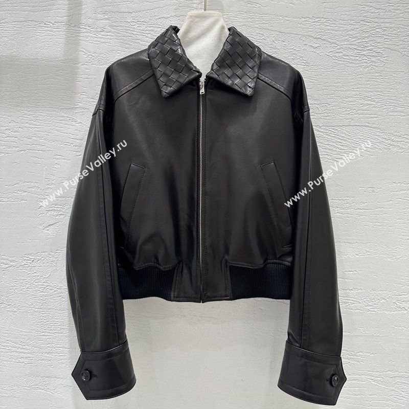Bottega Veneta Lambskin Leather Jacket Black 2025 BV120263 (QI-251202068)