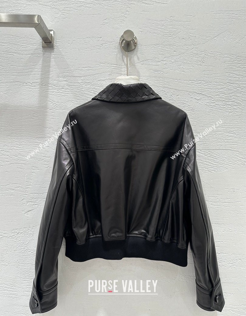 Bottega Veneta Lambskin Leather Jacket Black 2025 BV120263 (QI-251202068)