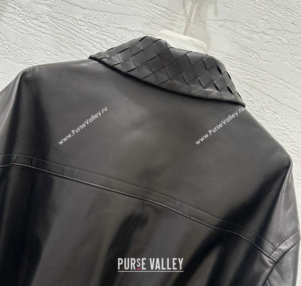Bottega Veneta Lambskin Leather Jacket Black 2025 BV120263 (QI-251202068)