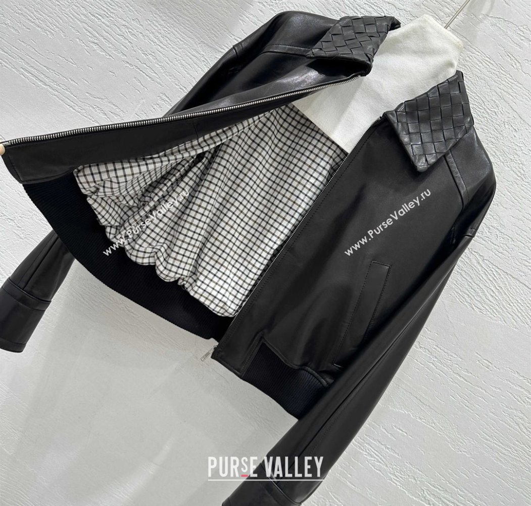 Bottega Veneta Lambskin Leather Jacket Black 2025 BV120263 (QI-251202068)