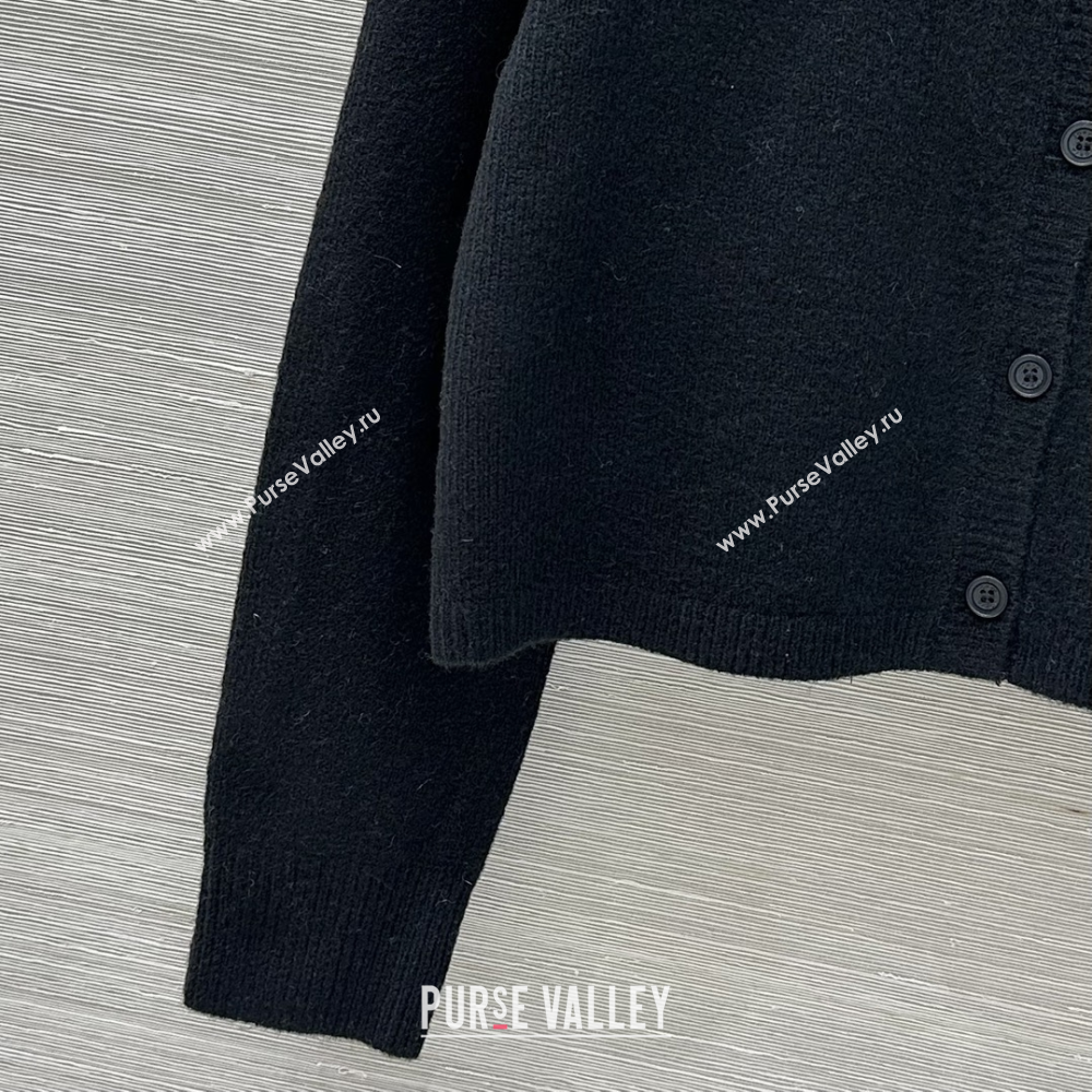 Valentino Wool Cashmere Cardigan with Strass Bow Black 2025 VL120201 (QI-251202060)