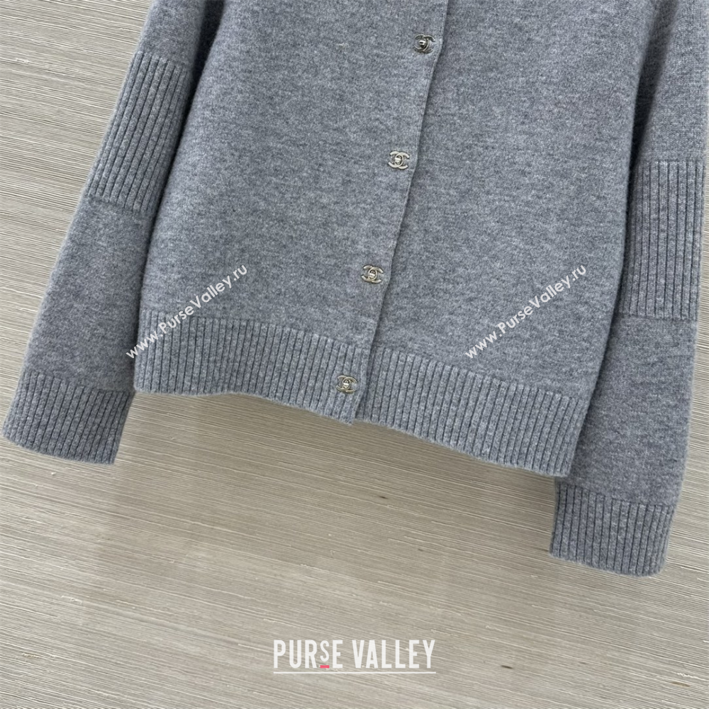 Chanel Cashmere Blend Cardigan Grey 2025 CH120214 (QI-251202016)