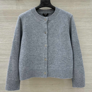 Chanel Cashmere Blend Cardigan Grey 2025 CH120214 (QI-251202016)