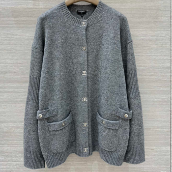 Chanel Cashmere Blend Cardigan Grey 2025 CH120215 (QI-251202019)