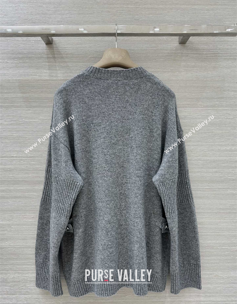 Chanel Cashmere Blend Cardigan Grey 2025 CH120215 (QI-251202019)