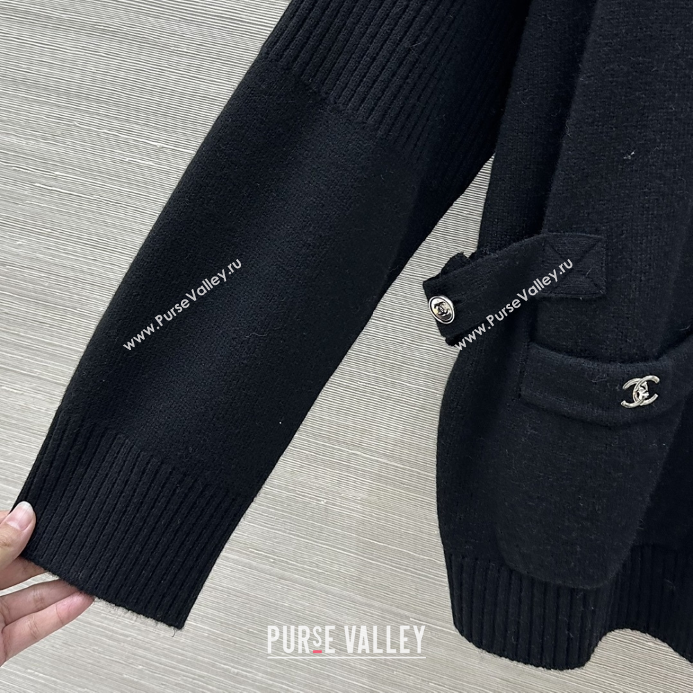 Chanel Cashmere Blend Cardigan Black 2025 CH120215 (QI-251202018)