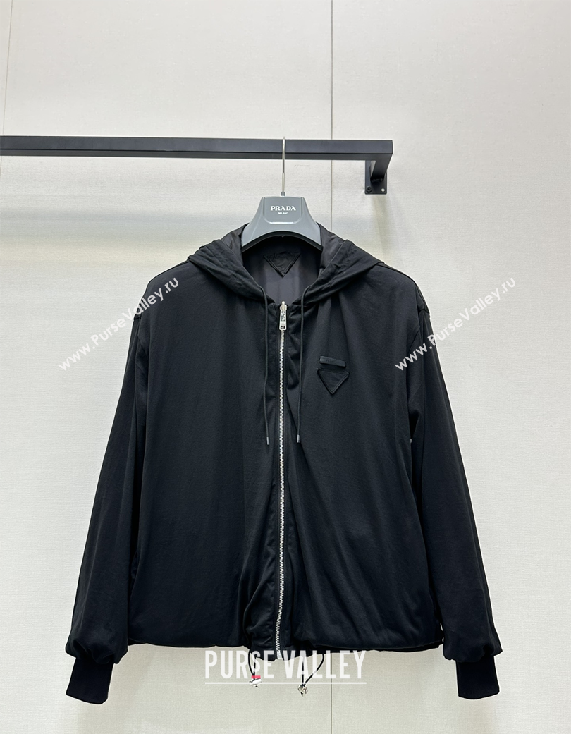 Prada Reversible Nylon and Cotton Jacket Black 2025 PR120220 (QI-251202021)