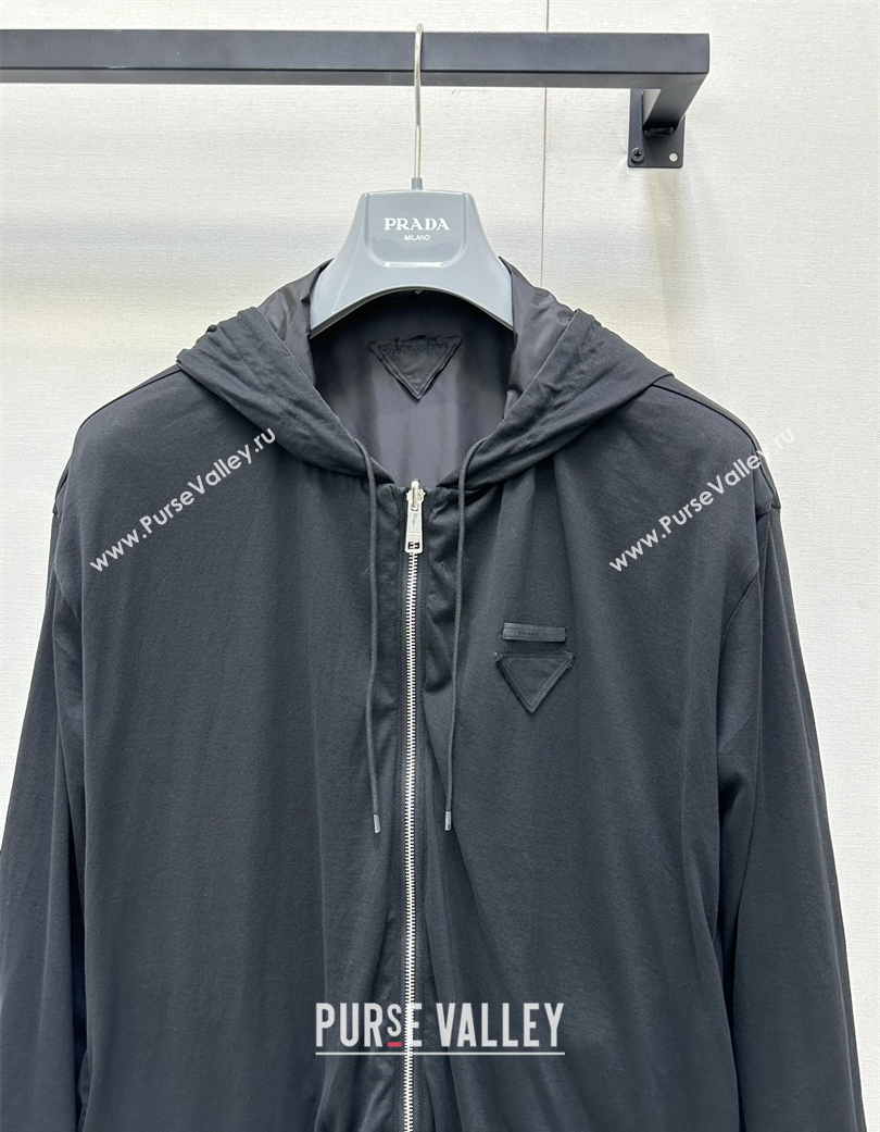 Prada Reversible Nylon and Cotton Jacket Black 2025 PR120220 (QI-251202021)