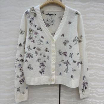 Dior Embroidered Alpaca Cardigan White 2025 DR120277 (QI-251202077)