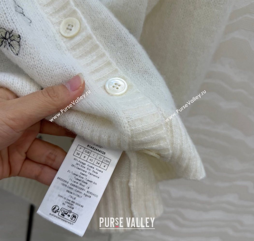 Dior Embroidered Alpaca Cardigan White 2025 DR120277 (QI-251202077)