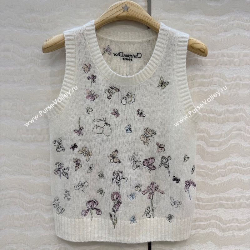 Dior Embroidered Alpaca Vest White 2025 DR120277 (QI-251202078)