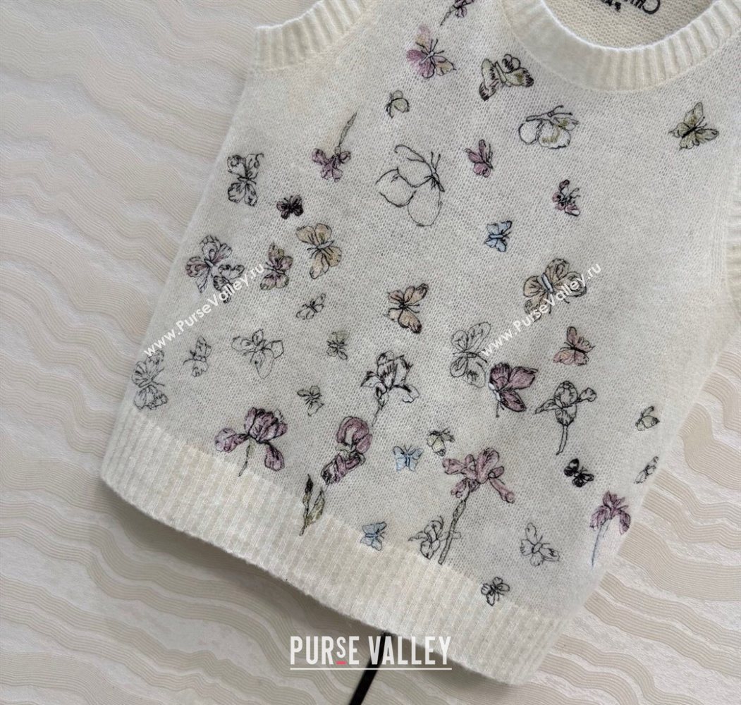 Dior Embroidered Alpaca Vest White 2025 DR120277 (QI-251202078)